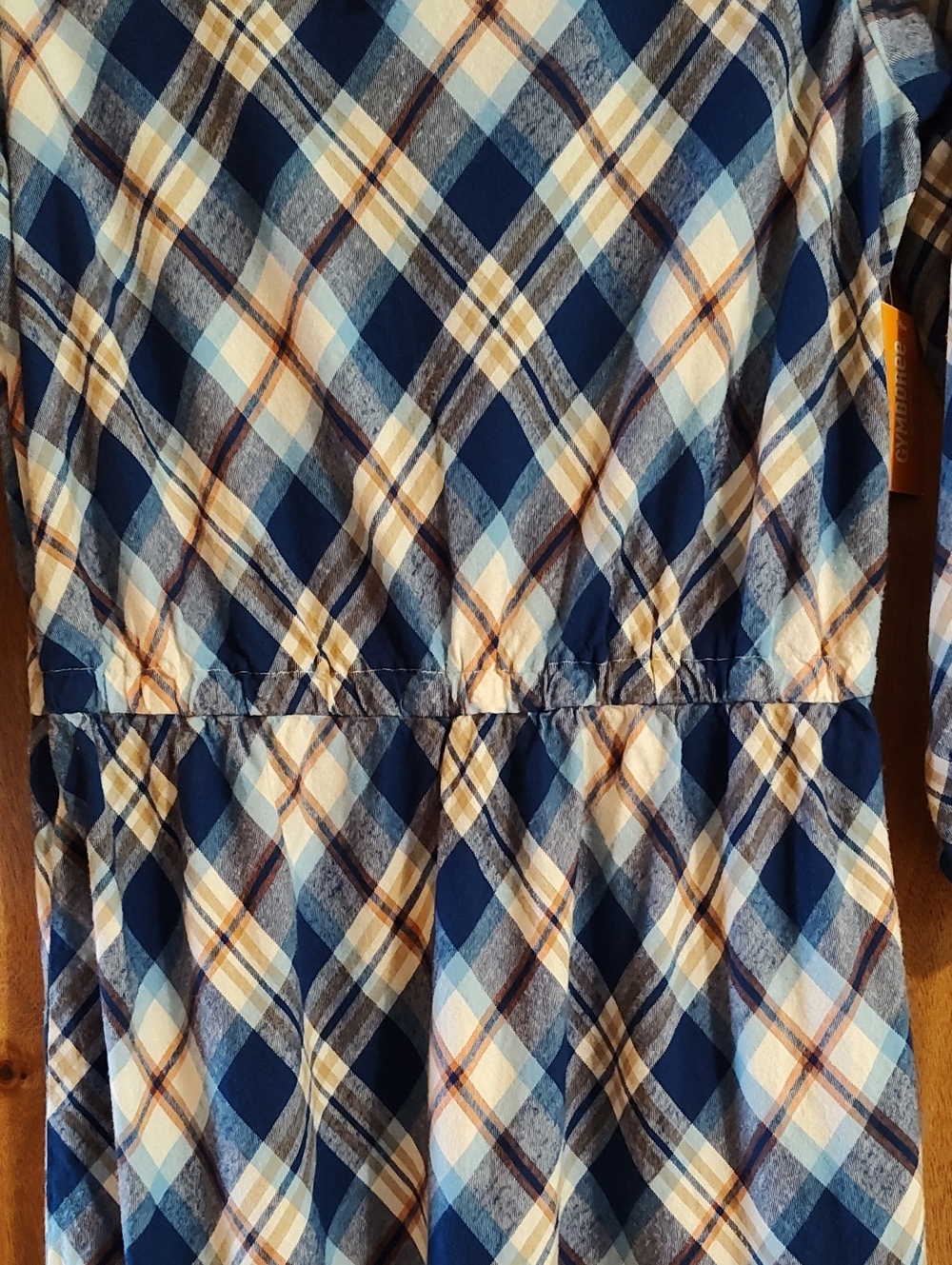 NWT Gymboree x Mandy Moore Womens Dress Plaid Twill Blue Orange White Bias Cut L - Picture 5 of 14